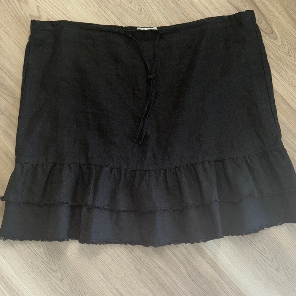 Old Navy Linen Ruffle Skirt 16 Navy NWOT Feminine Casual Classic Everyday